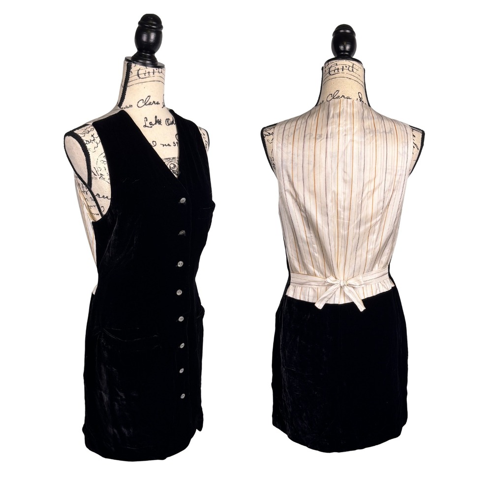 Vintage Compagnie Internationale Express Silk Velvet Mini Dress Black Size 3/4